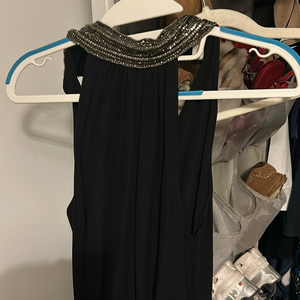 Black high neck mini dress